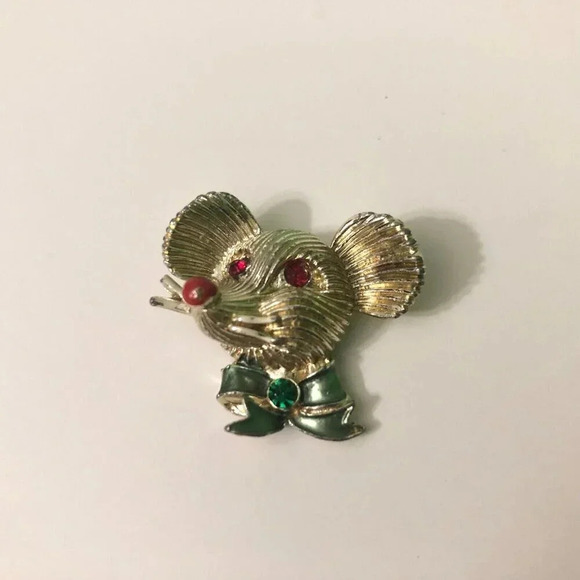 Vintage Hollywood  Mouse Head Pin Brooch - Picture 10 of 11